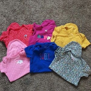 6 Baby girl Carters onesies